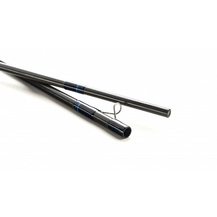 Scott Wave black carbon fiber fly rod tip with blue accent rings and glossy finish