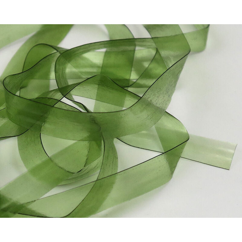 Olive green Scud Back fly tying material with black edges
