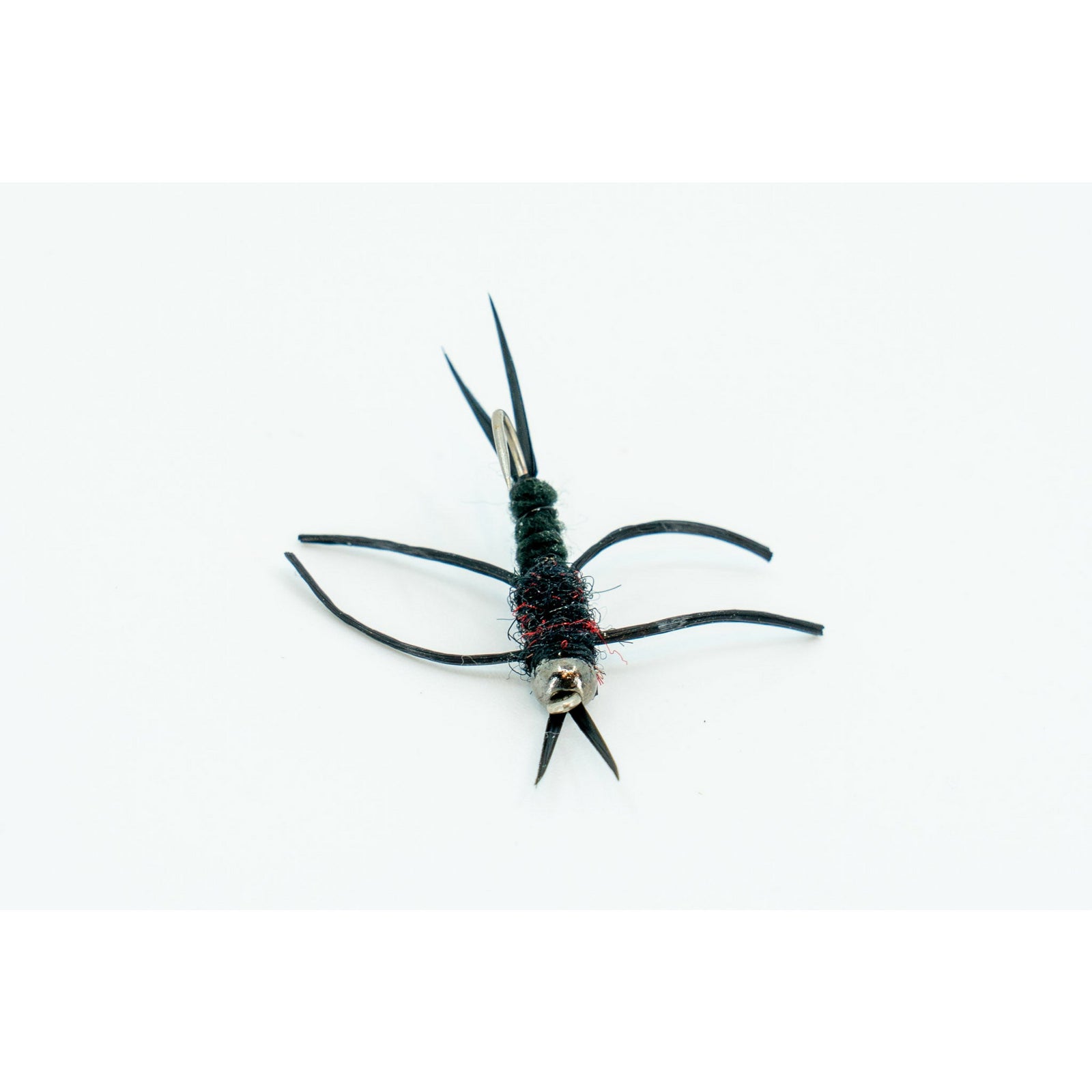 DIY black stonefly nymph pattern with tungsten bead and long legs
