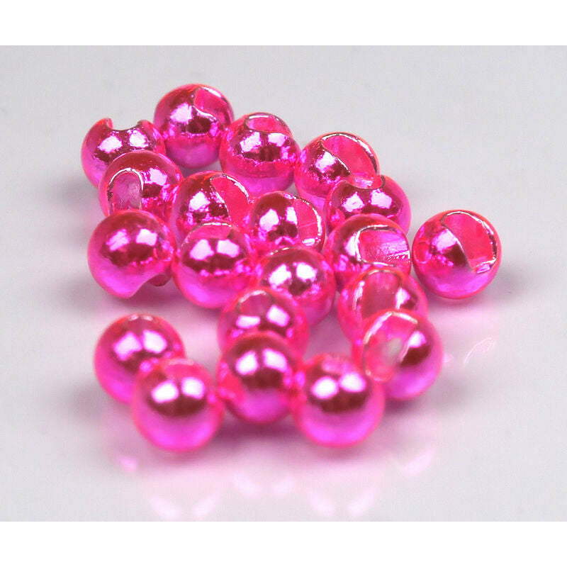 Hot pink metallic slotted tungsten beads