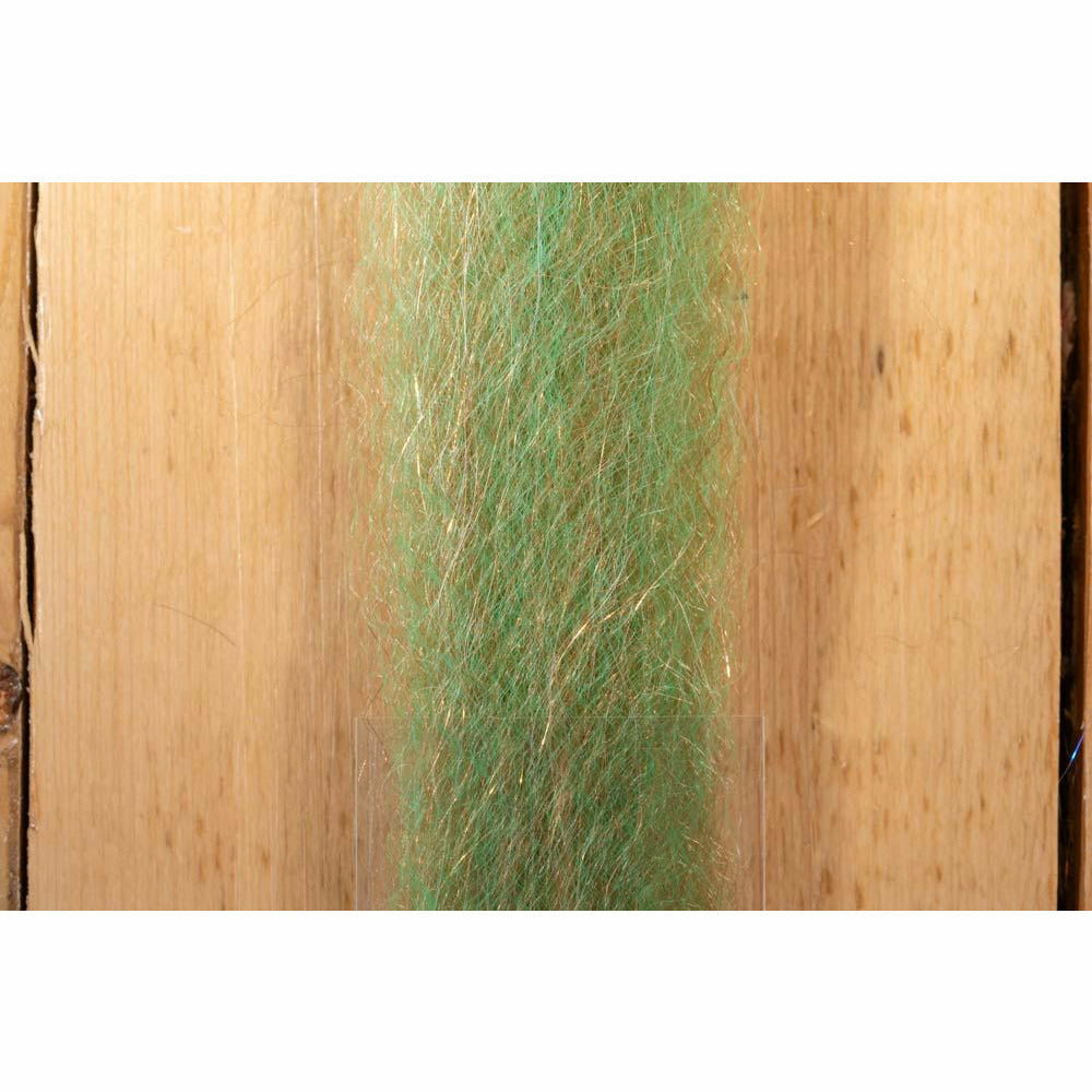 Green Steve Farrar SF Blend fly tying fiber with gold metallic flash
