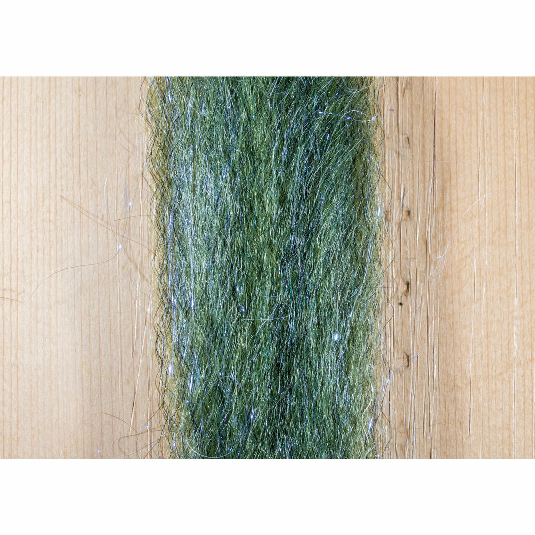 Steve Farrar UV Blend fly tying material in UV Peacock green with iridescent flash