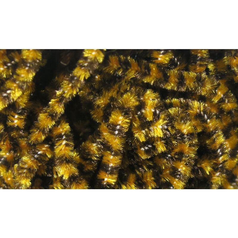 Gold and black ribbed synthetic chenille detail for stonefly nymphs