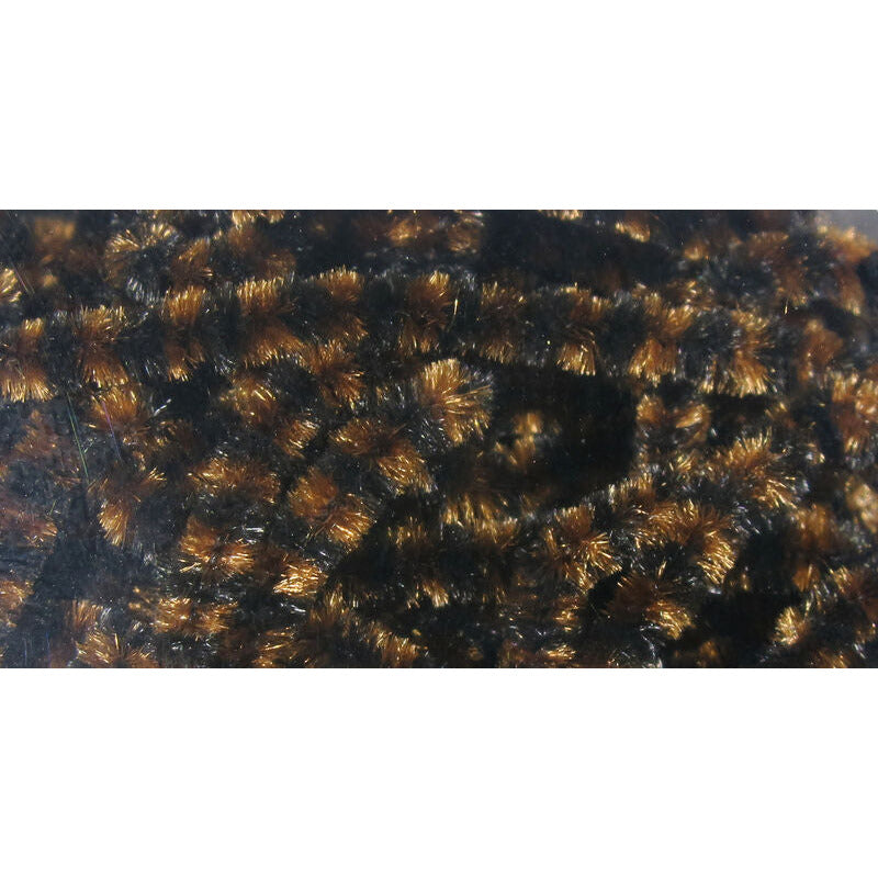 Close-up of black and copper synthetic chenille texture for fly bodies