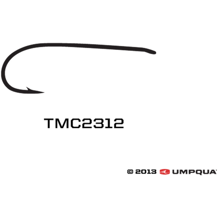 TMC2312 hook profile diagram showing straight eye and slightly humped shank design
