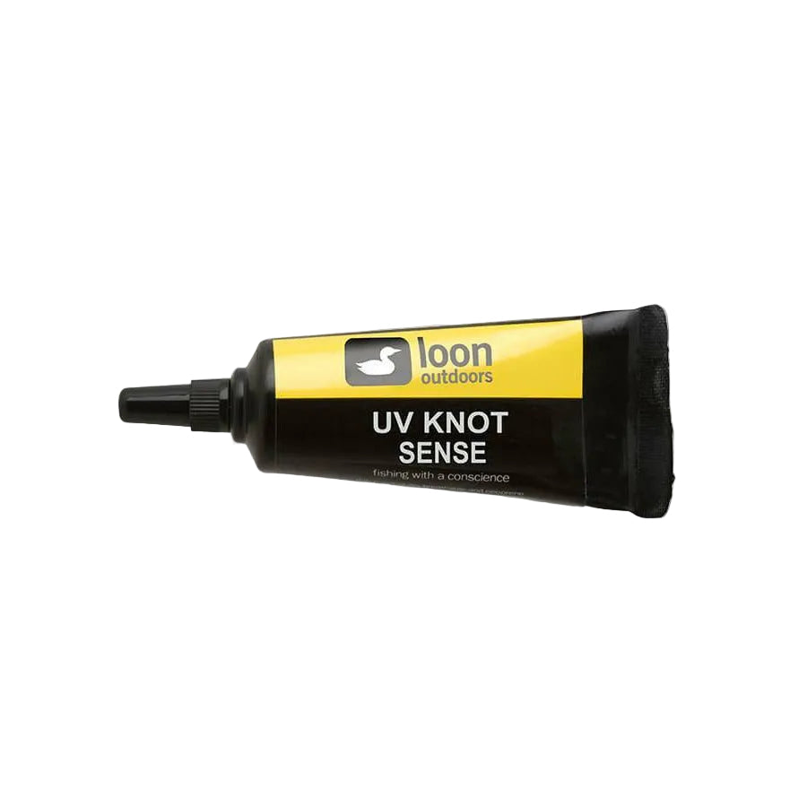 Loon Outdoors UV Knot Sense black squeeze tube for instant UV-curing fishing knot coating