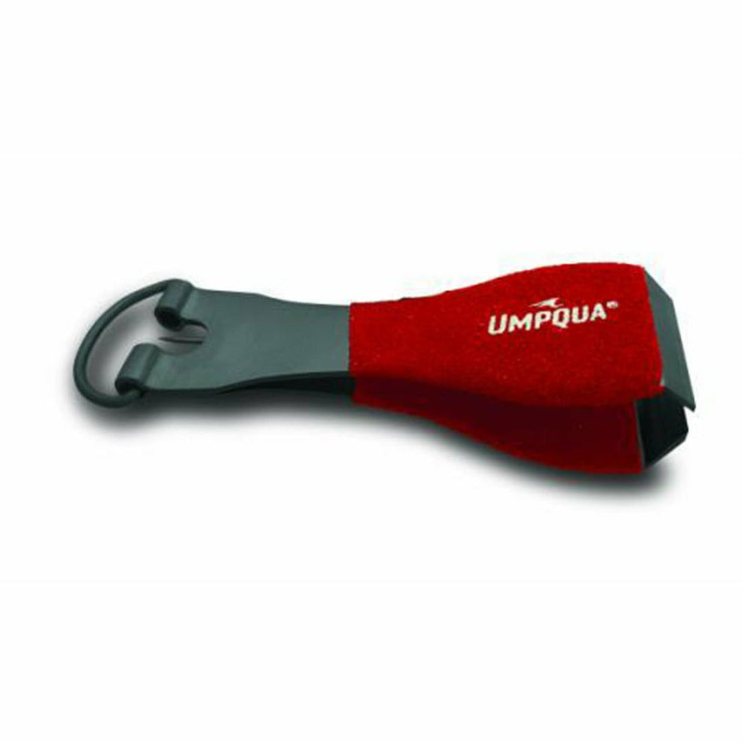 Umpqua Rivergrip Big Nip nippers with red rubberized grip and stainless steel head