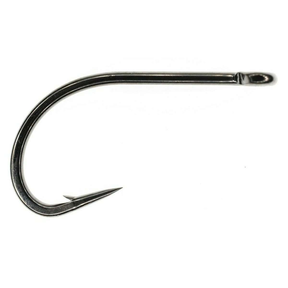 Close-up of Umpqua XS415 BN5X saltwater fishing hook with wide gape and needle point